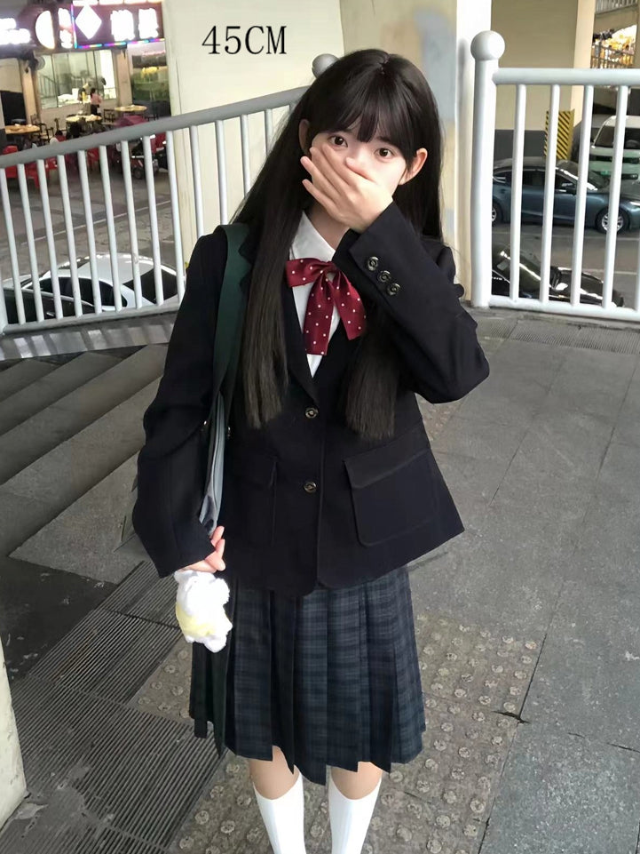 Length 42CM/45CM/55CM/65CM Plaid Uniform Pleated Skirt JK Green Pattern