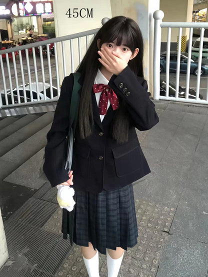 Length 42CM/45CM/55CM/65CM Plaid Uniform Pleated Skirt JK Green Pattern