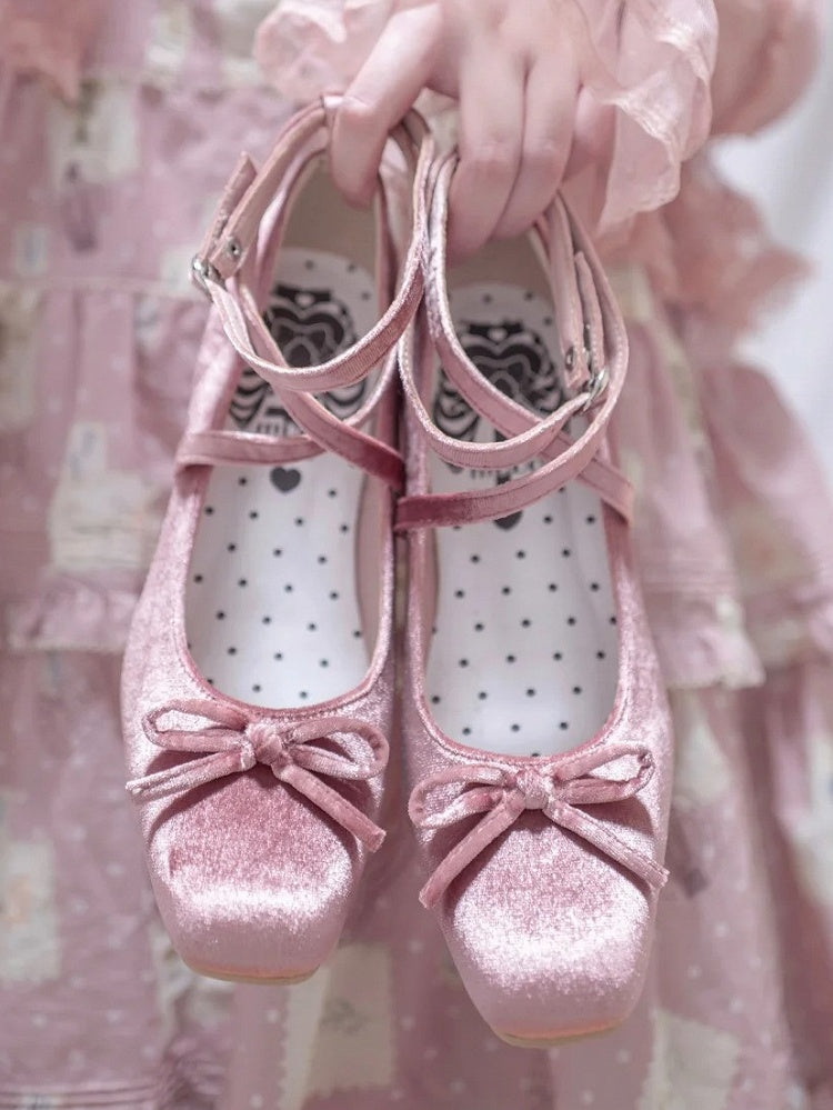 6,5 cm bei Bow Design Top Ballet Sweet PU High Pink - Heels Crisscross