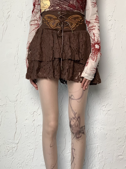 Bowknot Y2K Wasteland Nude Print Tights Tattoo Punk