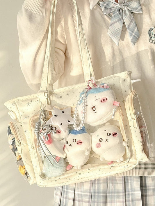 Window Pattern Beige with Star-shaped Ita Sweet Transparent Handbag Design