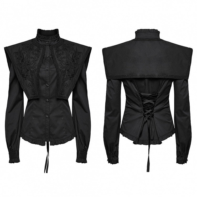 Wide Shirt Shoulder Retro Goth Black