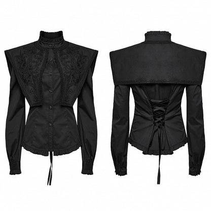 Wide Shirt Shoulder Retro Goth Black