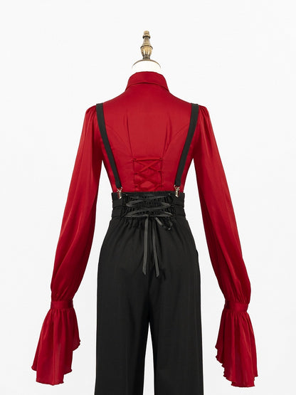 High-Waist Ouji Pants with Buckle Straps and Shoulder Clips - DevilInspired Exclusive Collection