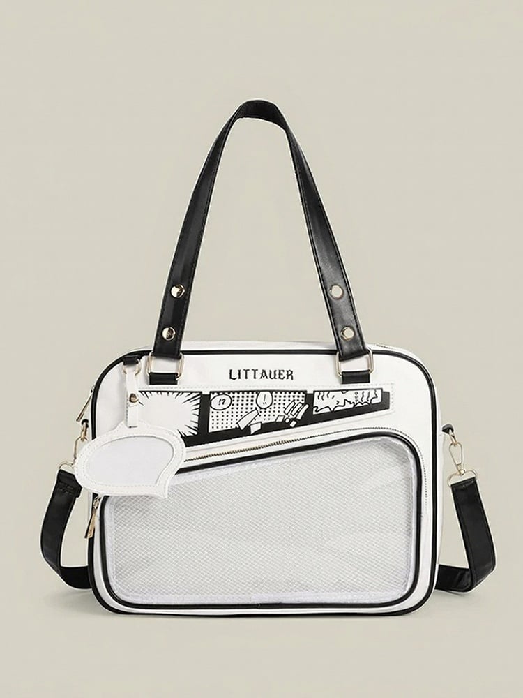 Kawaii Transparent Pocket Double Shoulder Bag in 4 Colors - CMERSIKENG