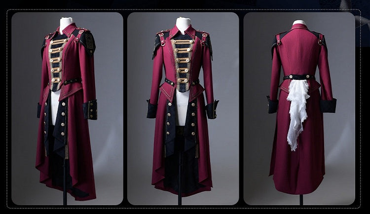 Black & Red Military Lolita Double-Breasted Coat