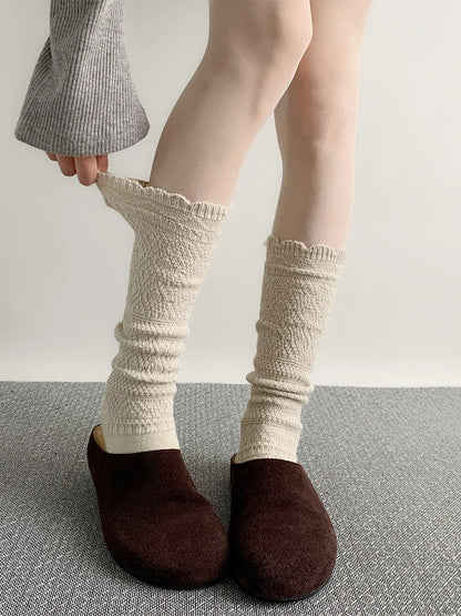 Calf Tie-Up Textured Colors) (4 Knit Socks