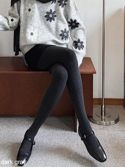 Minimalist Design Solid Tights - Xi Shang Mei Shao