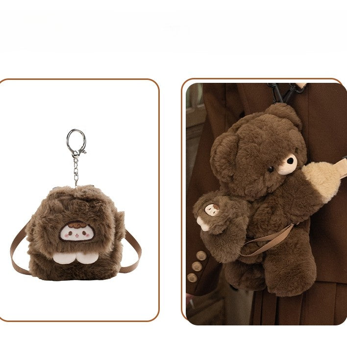 Schlüsselanhänger Plüsch Klein/Mittel/Groß Tasche Braun Rucksack/Crossbody Größe Bär +