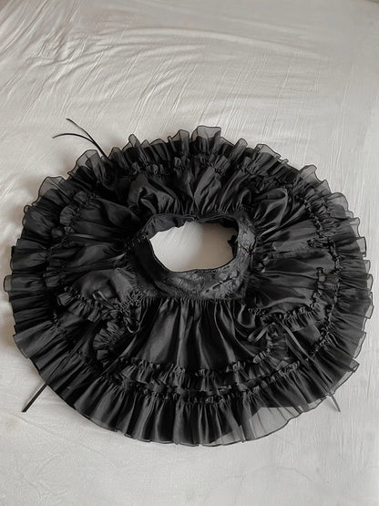 Lolita Drawstring Hem Skirt Gothic Black Kuro Ruffle