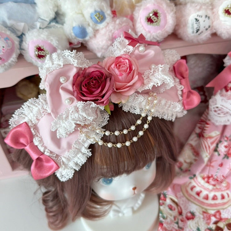 Floral Charm Version Bowknot Perlen Wunderschöne Trim Rosa Spitze Design KC