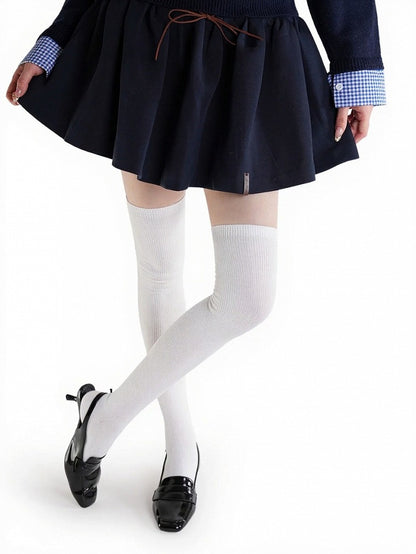 Six-Color Solid Ribbed Overknee Stockings - ModaSwings
