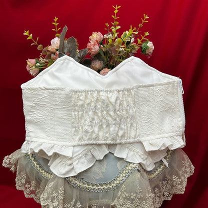 Jacquard Lolita Gothic Korsettgürtel Weiß