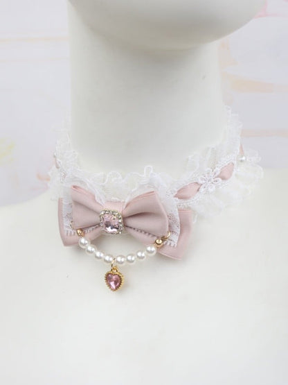 Pearl Color Options Jirai Lace Chain Kei Choker 4 Bowknot
