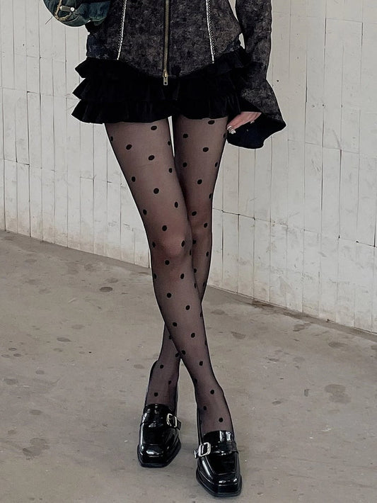 (Versatile Sweet Pantyhose Dot Style) Medium-Sized Sheer Polka