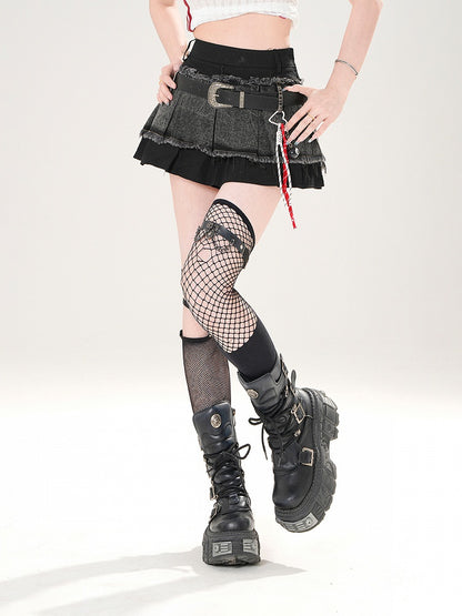 Distressed Hem Waist Frayed Black High