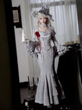 Eleganter Gothic Lolita Grauer Rock Hexe Silber Meerjungfrau