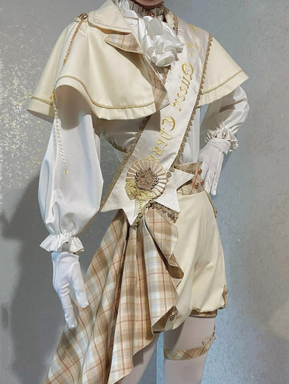 Lolita Shorts Waist - and Shirt Outfit + High Cape Prince Ouji Gold White
