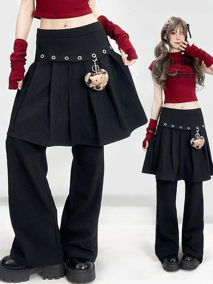 Flare Plissee Glamorous Bittersweet Silhouette Hose Schwarz Mit