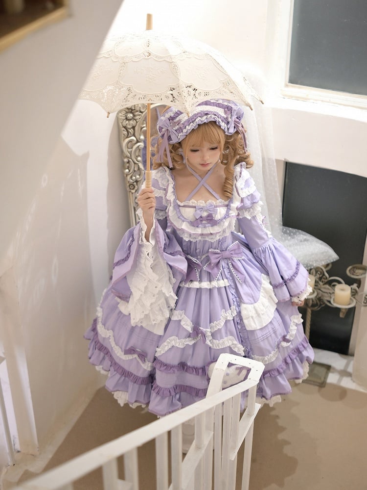 Gorgeous Old School Sizes Available Lolita Princess Purple Dress Plus Cotton