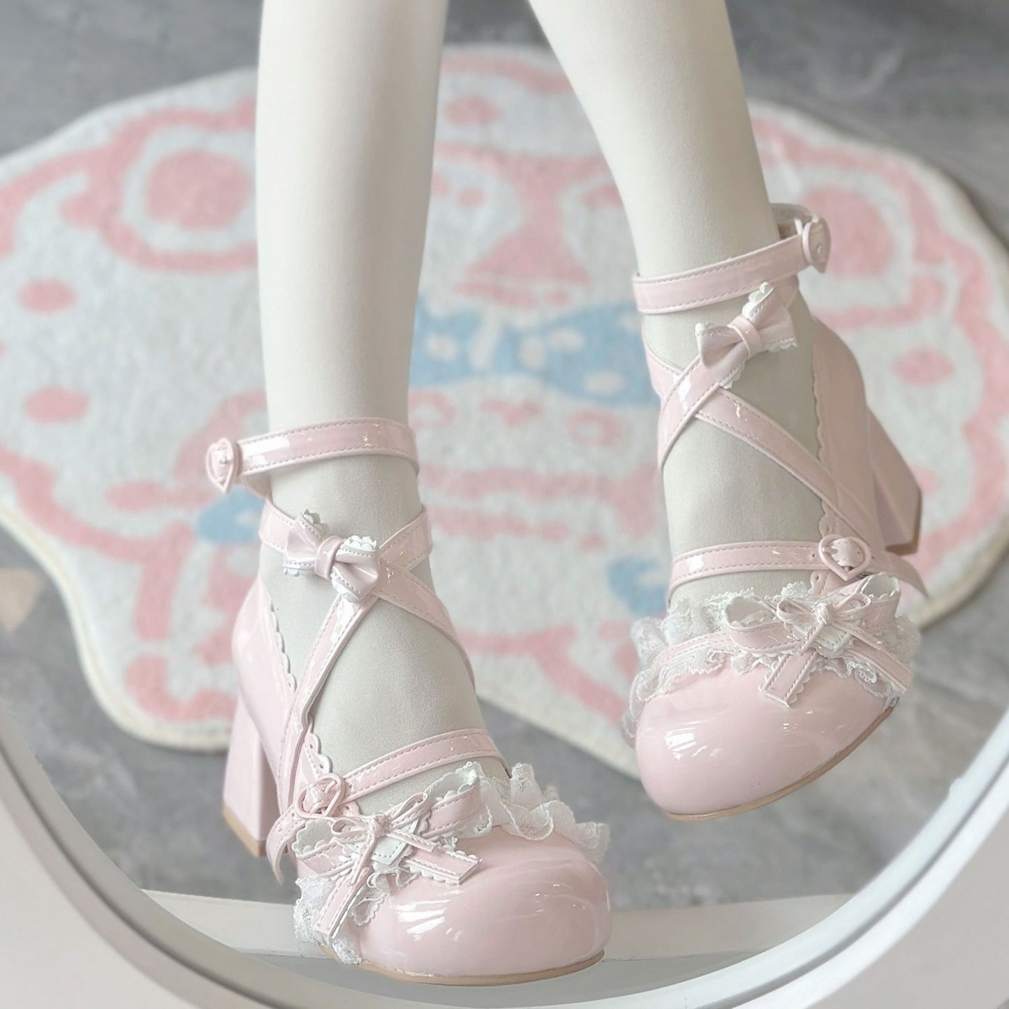 Lolita Mary Jane Mid Heel Shoes – Sweet Original Lolita Floral Bell Pumps