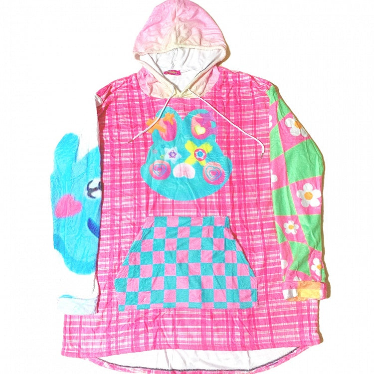 Print Cartoon Dress Plaid Floral Hooded And Oversized Y2K Colorful Pattern