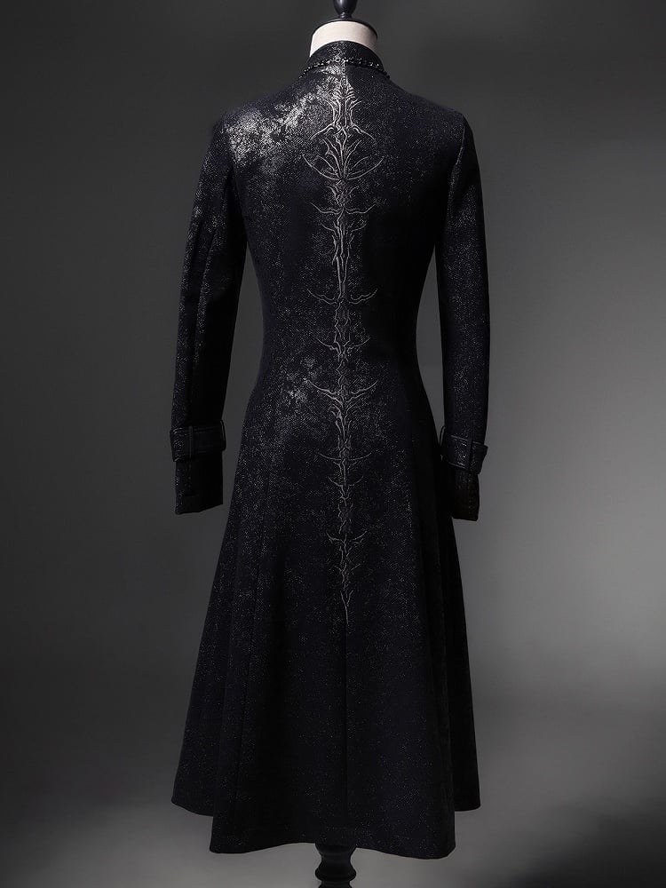 Spine Coat Ouji Collar Versatile Gothic Black Lizard Embroidery Fashion Back with