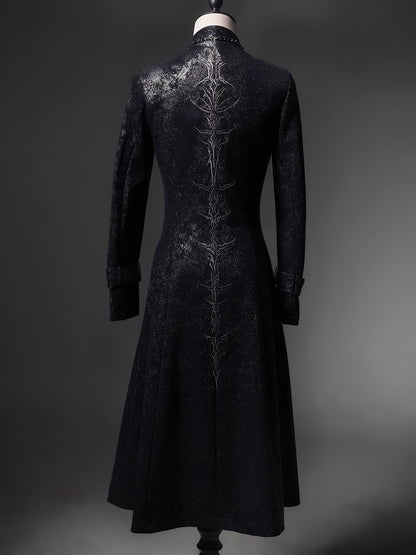 Spine Coat Ouji Collar Versatile Gothic Black Lizard Embroidery Fashion Back with