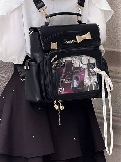Black Bag And Window Transparent Ita 2-Way Decoration With Bow