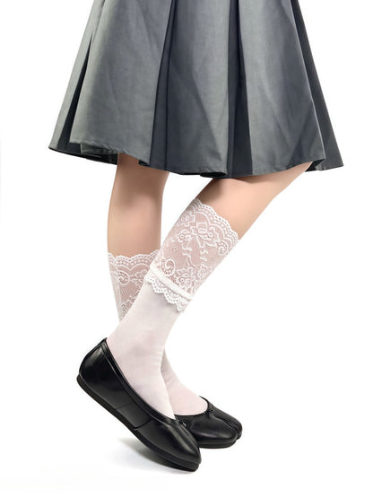 Style Black/White Socks Lace Cuff Ballet