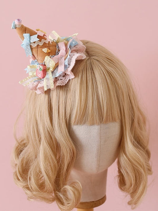 Cream Mini Hat with Macaron-colored Ice Accents Bow Dreamy