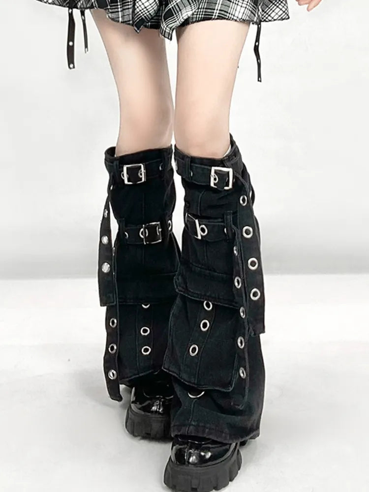 ストラップ、ハンカチ、レッグ、ブラック、裾バックル、ホワイト、ウォーマー、スカート、チェック柄