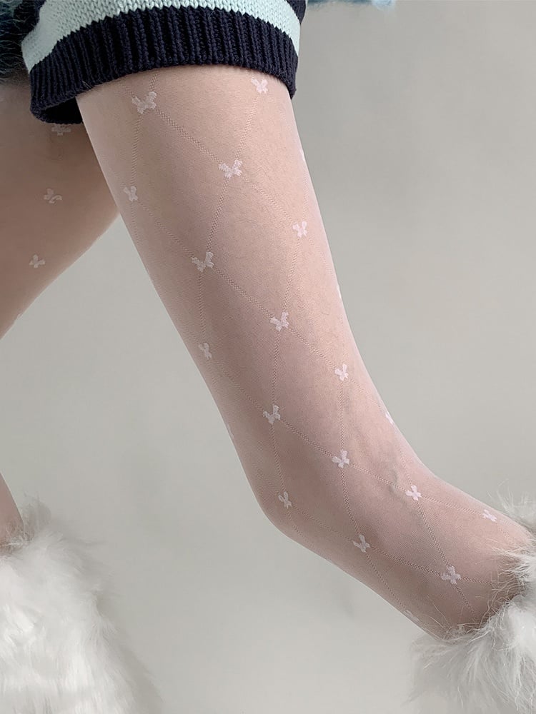 Bow Pantyhose Sheer Print