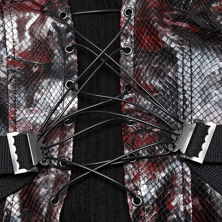 Top Red Black Punk Drawstring Tube