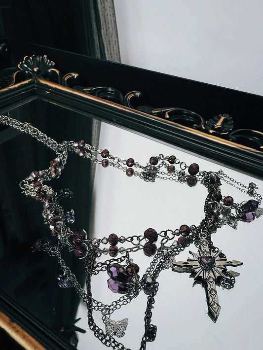 Cross Lolita Necklace Pendants Gothic and Butterfly