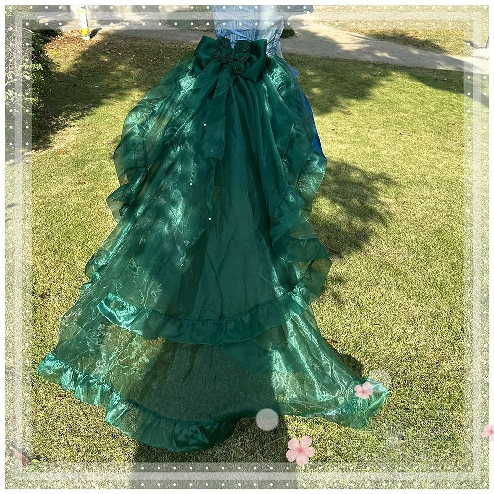 Lolita Bow Train Skirt Tail – Rose Gradient Detachable Back Veil
