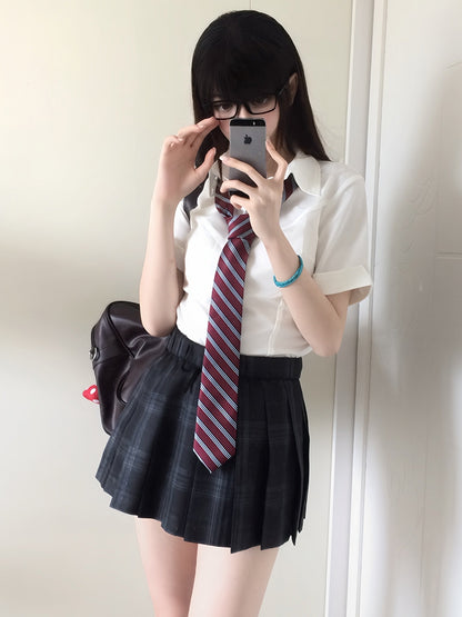 White Short Uniform Preppy Sleeves Style JK Shirt Version
