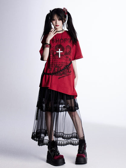 Tiered Mesh Skirt Trim Black Lace