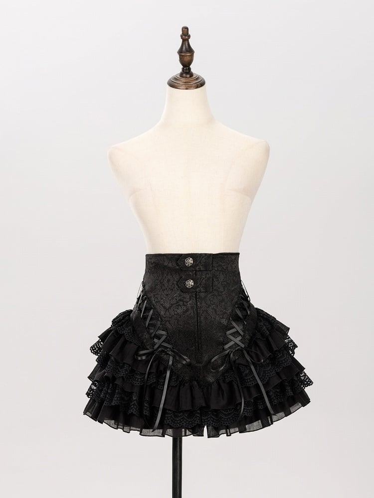 Gothic High-Waist Shorts with Lace Layers - DevilInspired Exclusive Collection