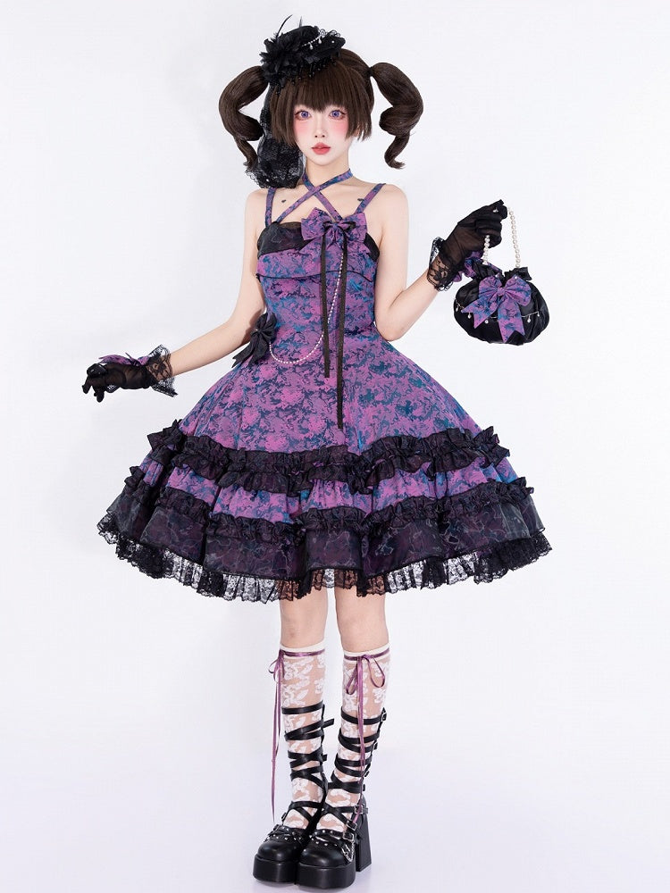 Feathered Lace Mini Hat with Veil for Gothic Lolita