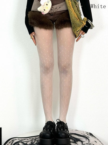 Polka-dot Pattern Purple/White Gray/Black/Dusty Tights