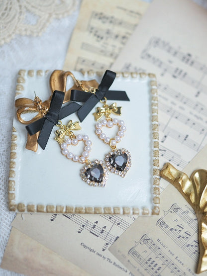 Jirai Rhinestone 4 Earrings Kei Bow Colors