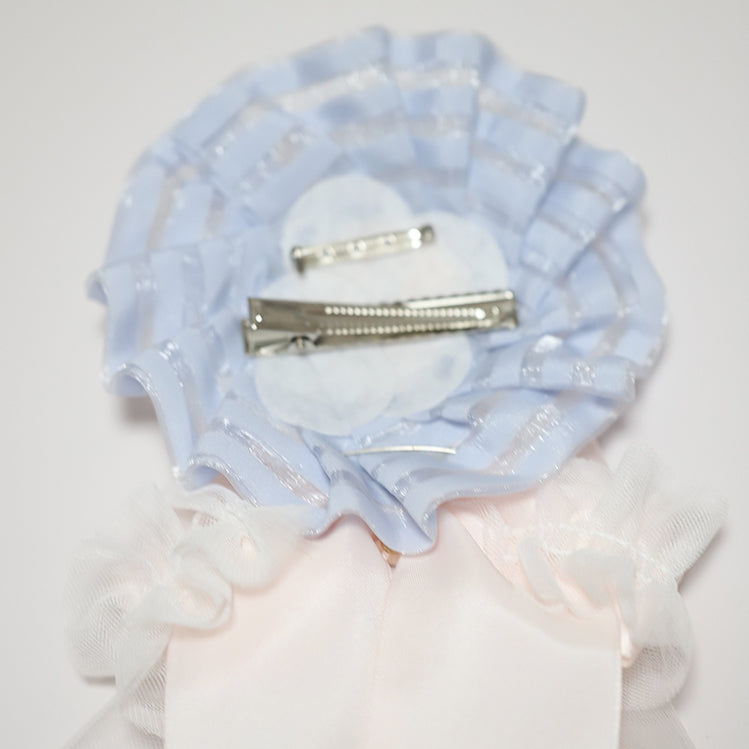 Pink with Golden Hairclip Rose Sweet Blue Ruffles Charm Lolita Bell and