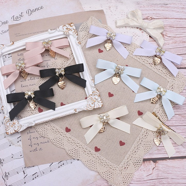 9 Kei Charm Bowknot Options Color Heart Hairclip Jirai