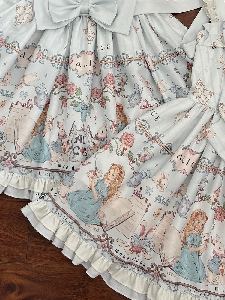Sweet Wonderland Alice Light Theme Lolita in Jumper Skirt Blue Print