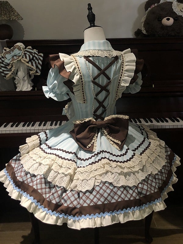 Details Kawaii Puff Theme JSK Dress Sleeves at with Chocolate Bowknot Back Lolita -