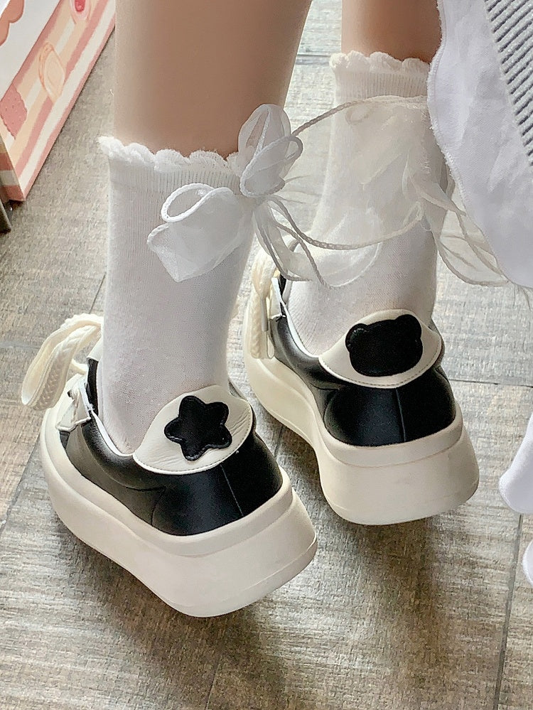 Black Kawaii Platform - Daily Shoes White Sole