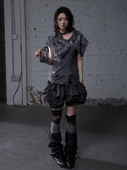 ダークフォールドオーバーウエスト フェードウォッシュ ヴィンテージ レースアップ グレー