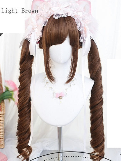 Brown/Grey/Blonde Two Brown/Light Wavy With Wigs Ponytails Long Pink/Black/Dark