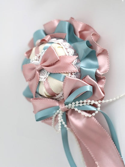 With PinkBlue Beaded Mini Lolita Hat Sweet Decorated Details Bowknot Clips